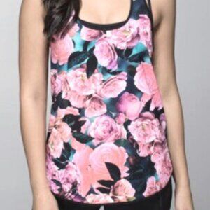 Lululemon, Pink Floral, Black, Sleeveless, Tank Top, Women, OS